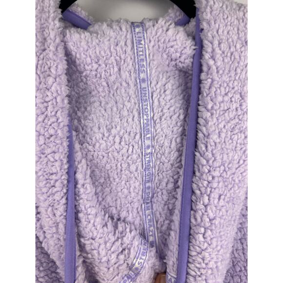 Athleta Girl Hooded Sherpa Pullover, Lavender Purple Fleece Cozy Kangaroo Pocket - Picture 12 of 16